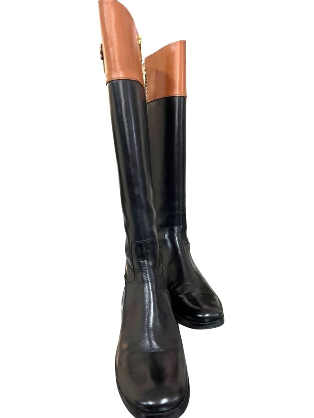 Michael Kors Black & Brown Leather Riding Boots Size 7M - Picture 7 of 11